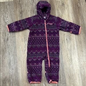 Columbia Patterned Purple Kids Fleece Footie